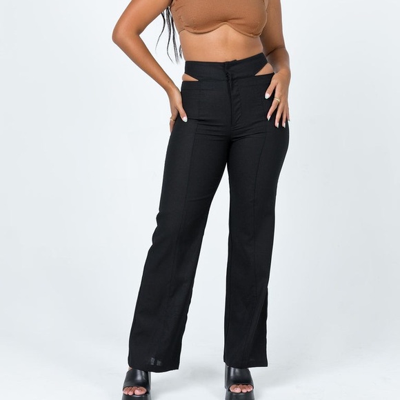 Princess Polly Alexia Wide Leg Pants Black NWOT - Picture 12 of 14